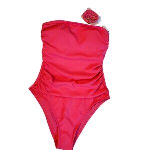 Shade & Shore Strapless Pink One-Piece Swimsuit With Adjustable Straps Size S